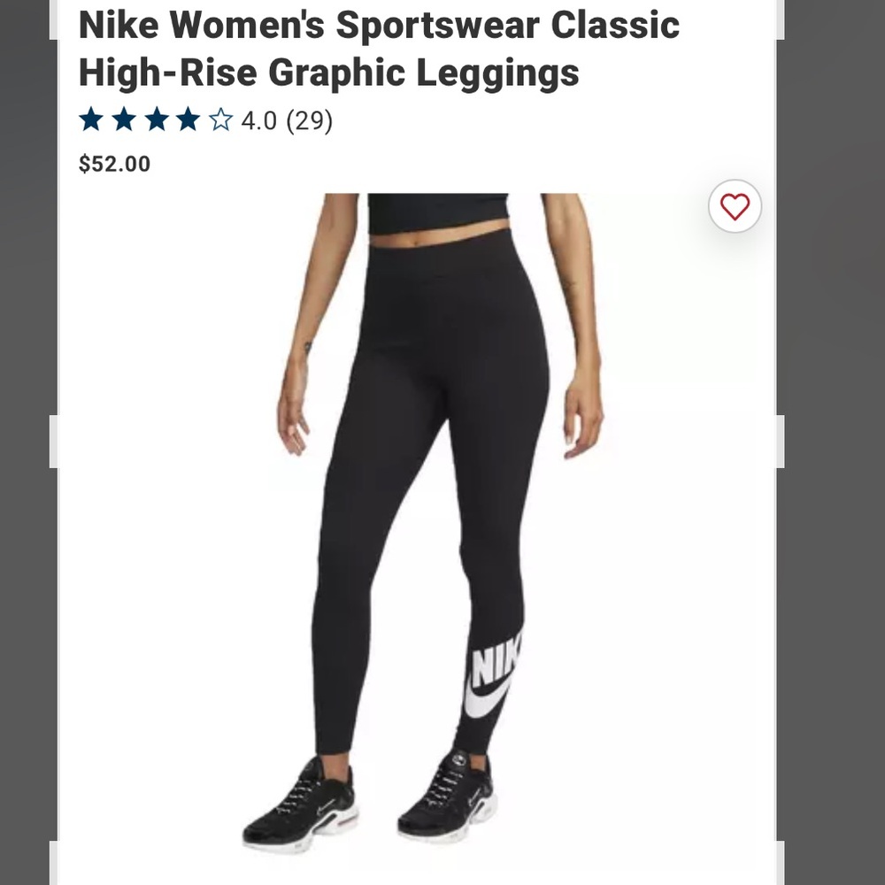 NIKE women’s high-rise classic leggings with Nike graphic, size S